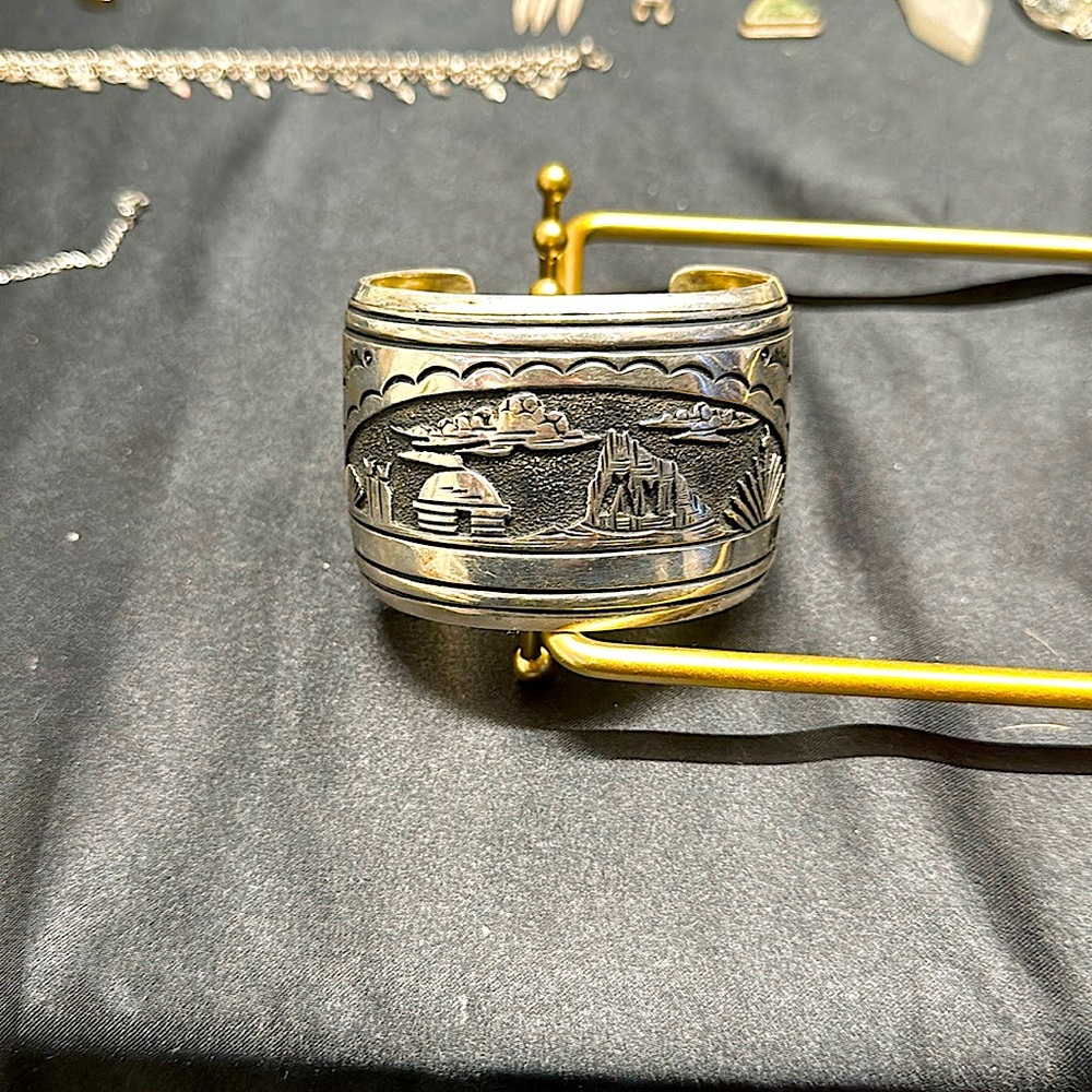 Sterling signed and stamped native cuff